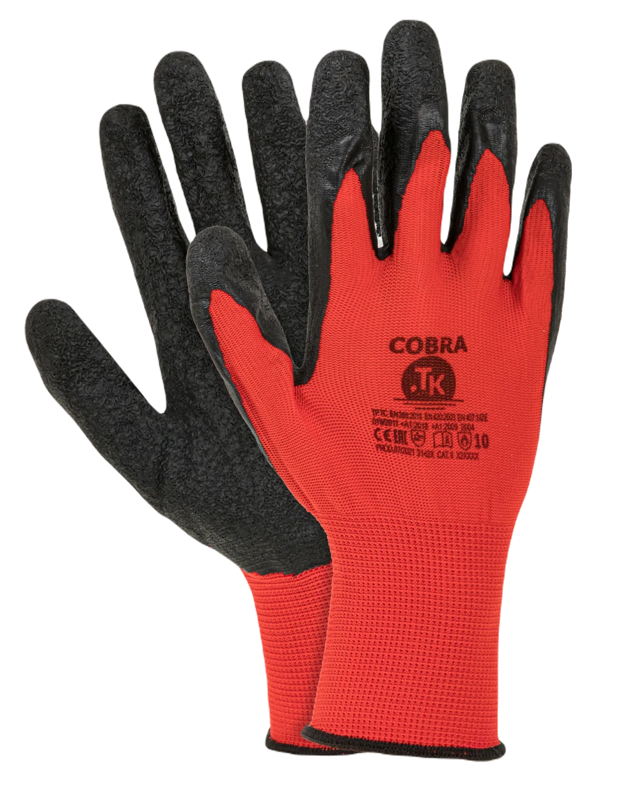 TK COBRA rukavice unisex kombinované - červená/černá
