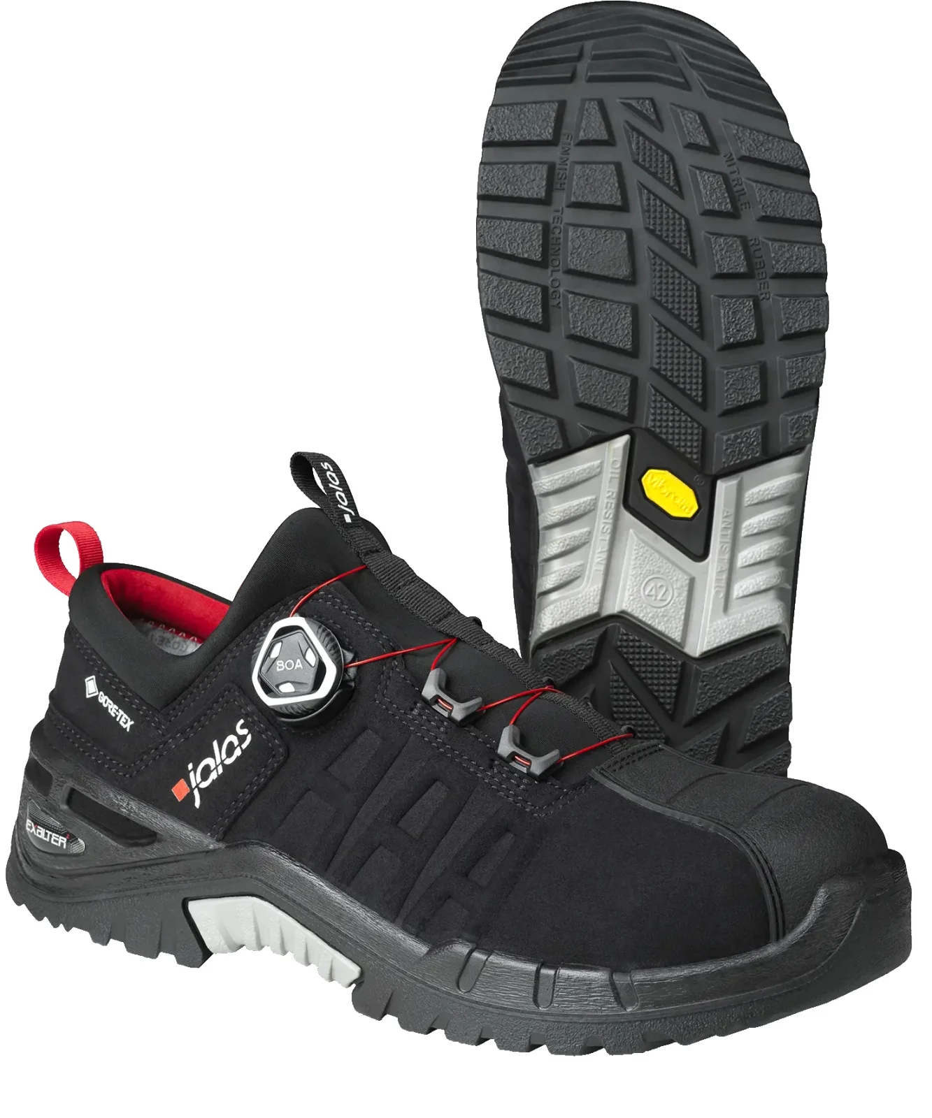 JALAS® EXALTER 9968 GTX S3 félcipő uniszex - fekete piros elemekkel