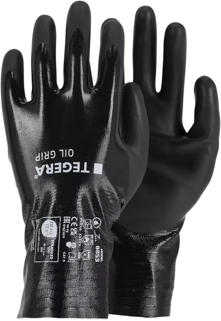 TEGERA Oil Grip 8853R rukavice máčené - černá