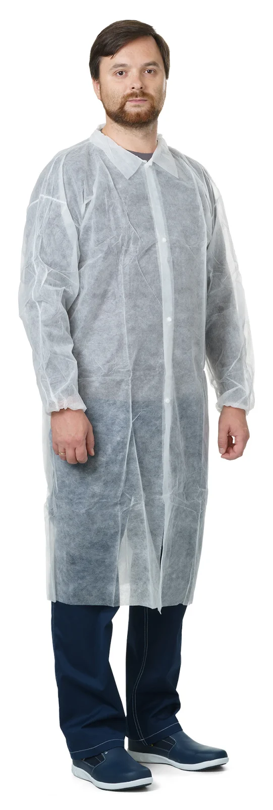 PLÁŠŤ na jedno použití, s druky, bílý