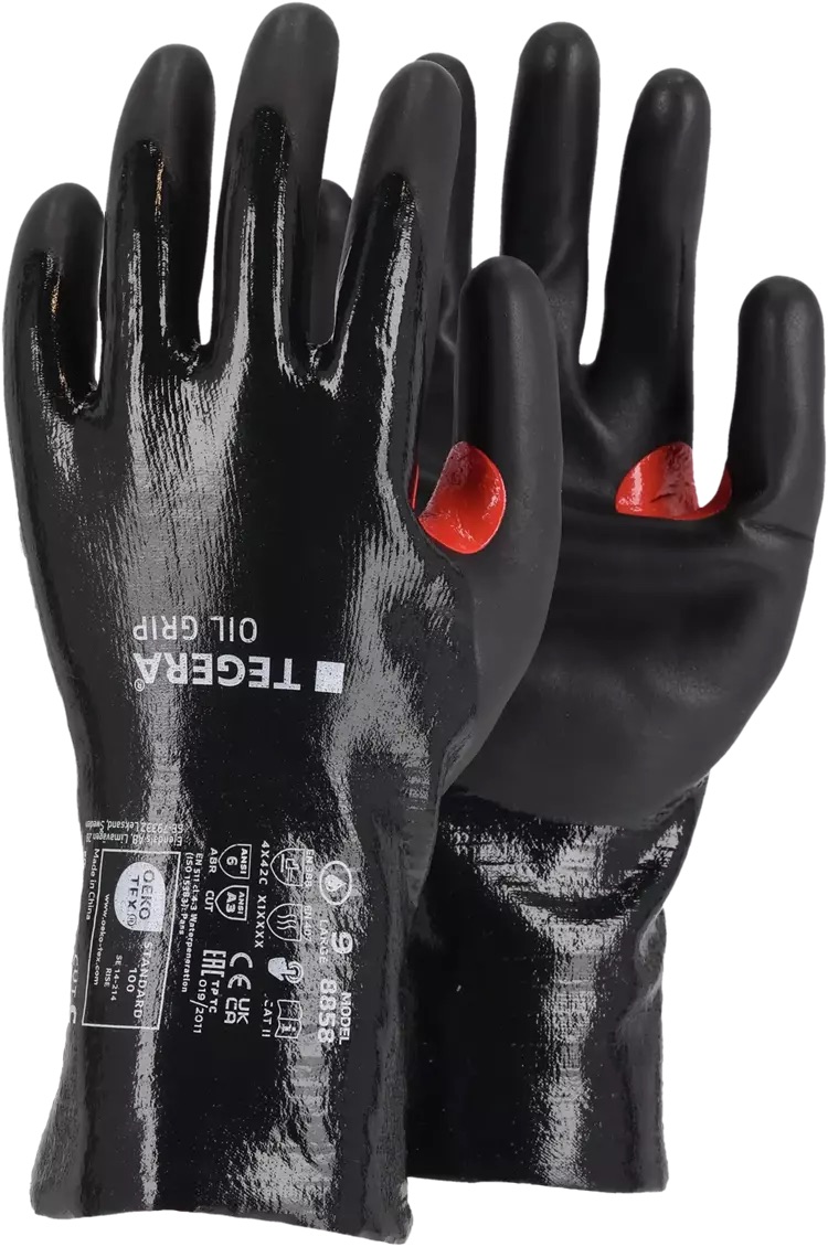 TEGERA Oil Grip 8858 rukavice protiřezné - černá
