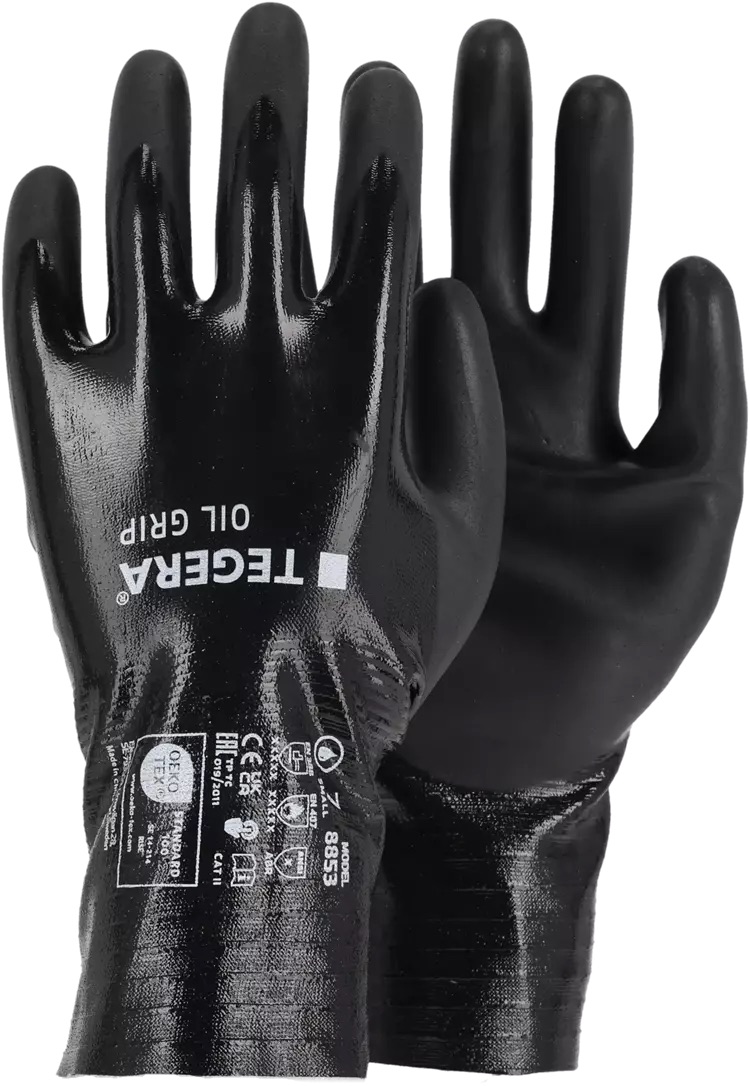 TEGERA Oil Grip 8853R rukavice máčené  - černá