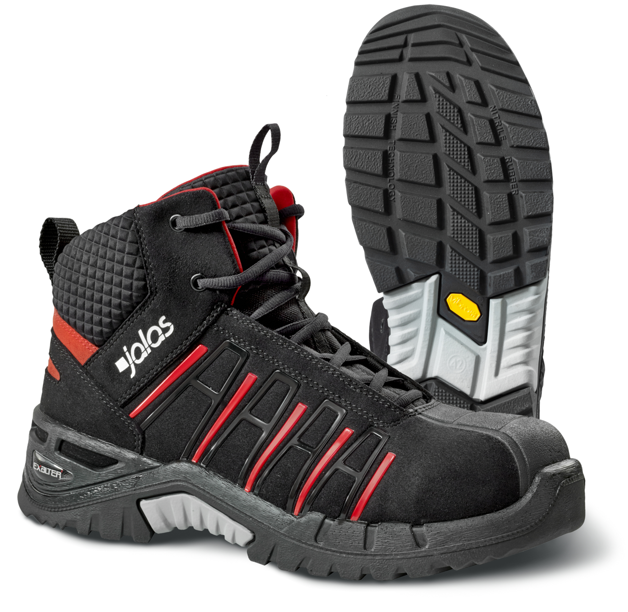 Obuv JALAS® EXALTER 9975 S3, SRC, HRO kotníková - černá s červenými prvky