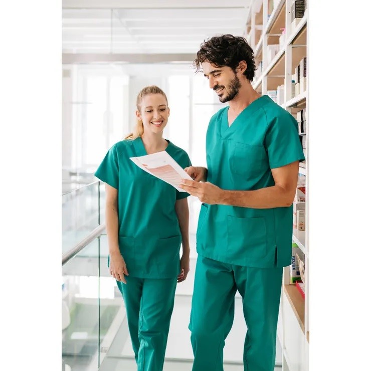800 Egészségügyi felső és nadrág (Scrubs) uniszex szett - zöld